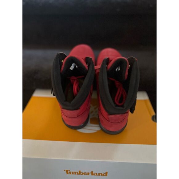Timberland Kids 6-Inch Field Boot Red Nubuck Size 4.5 Casual Lace-Up - Picture 3 of 8